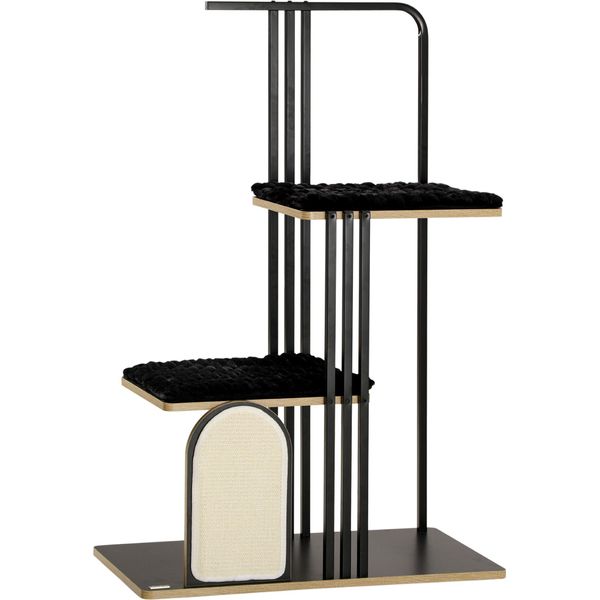Fortuna Lai Tiragraffi 128 Cm Tiragraffi Di Alta Qualità Con Cuscino, Tavola Per Graffiare, 2 Piattaforme, Mobile Per Gatti In Robusto Acciaio Nero-image