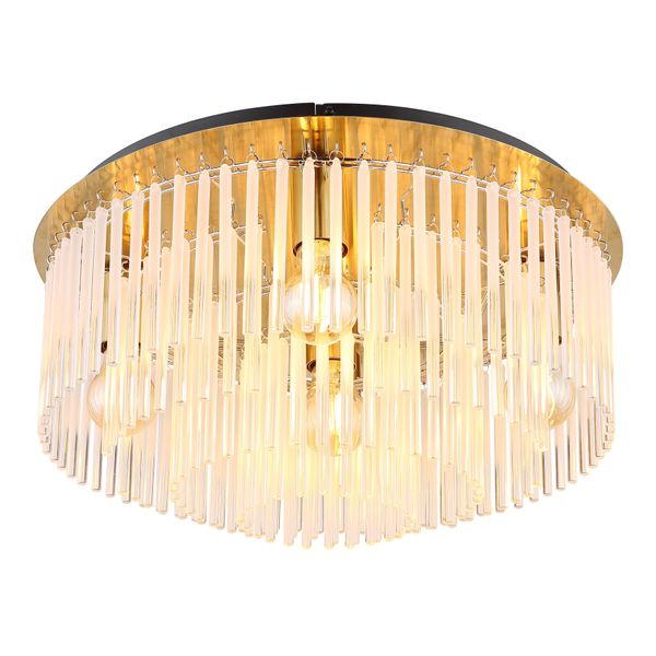 Globo Lighting Deckenleuchte "Gorley", Gold (Goldfarben), Ø 50Cm H: 25Cm, 1 Stk., Leuchten, Deckenleuchte/GlasstäBe/Wohnzimmer/Esszimmer, Deckenleuchte-image