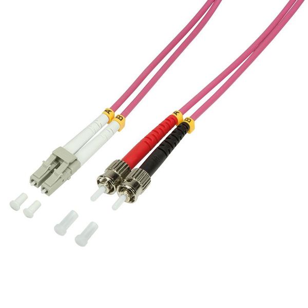 Logilink Cavo Patch Duplex In Fibra Ottica OM4 50/125µ Lc/St Speciale Viola 1 M-image