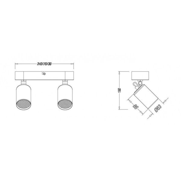 Faretto Da Soffitto Pago In Metallo Bianco - 2 Spot, Girevole E Orientabile Larghezza 24 Cm-image
