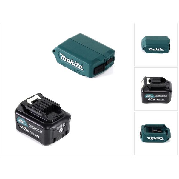 Makita DEAADP08 M1 Adattatore Usb Per Batterie Da 10,8 V-12 V + Batteria Da 4,0 Ah ( 197406-2 )-image