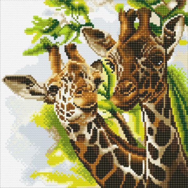 Quadro Crystal Art Da Dipingere Con Diamanti - Giraffe - 30 X 30 Cm-image