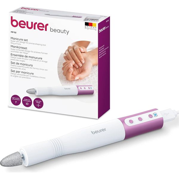 Beurer Mp 52 Set Manicure E Pedicure Modellatura E Limatura Delle Unghie 7 Accessori Rosa Bianco-image