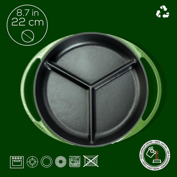 Padella In Ghisa Lava Metal Trio 22 Cm - Verde-image