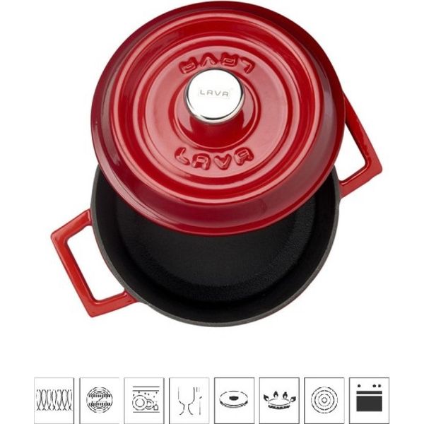 Lava Metallo Pentola In Ghisa Rotonda 14Cm - Rosso-image