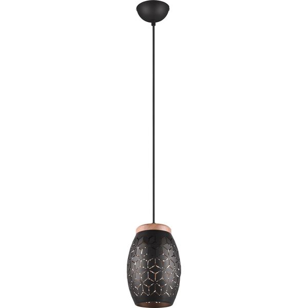 Lampada A Sospensione In Metallo Nero Con Finitura In Legno Bidar 1Xe27 28W Rl-image