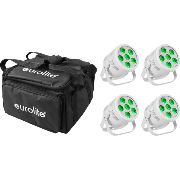Eurolite Set 4X Led Silent Par 6 Qcl Floor Ws + Soft-Bag (20000958)-image