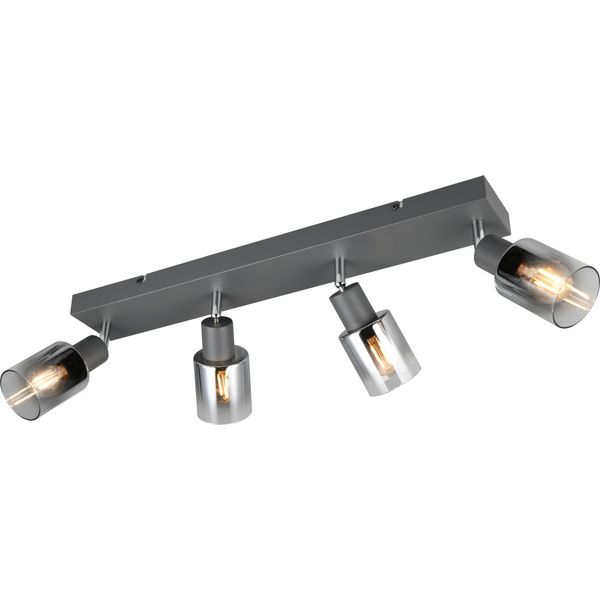 Reality Faretto Da Soffitto 4 Luci Spot Cadiz E14 Nero Metallo Vetro-image