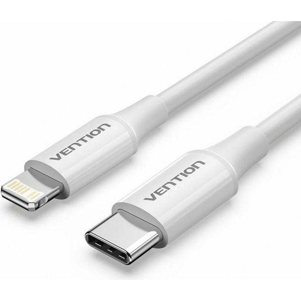 Usb 2.0 Tipo-C Lightning Vention Lajwf/ Usb Tipo-C Maschio - Lightning Maschio/ Fino A 27W/ 480Mbps/ 1M/ Bianco-image