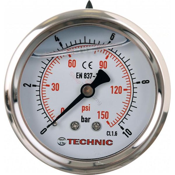 Tc Technic Orologio-Manometro A Glicerina, 63 Mm, Attacco Posteriore Da 1/4", 0-10 Bar"-image