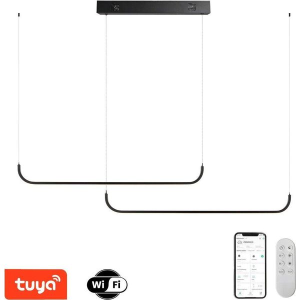 Immax Neo Lite Pattini Smart Lampada A Sospensione Doppia Nera 56W Con Supporto Beacon, Wi-Fi, Tuya-image