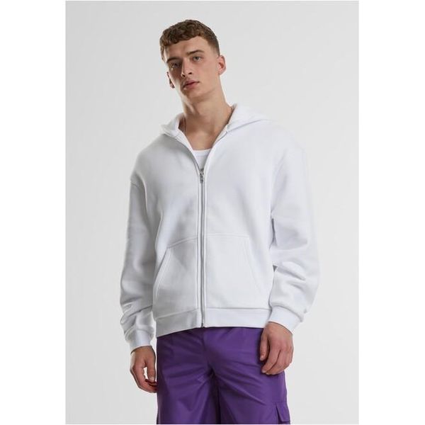 Felpa Con Cappuccio Urban Classics Fluffy Zip Bianca Da Uomo - 3XL-image
