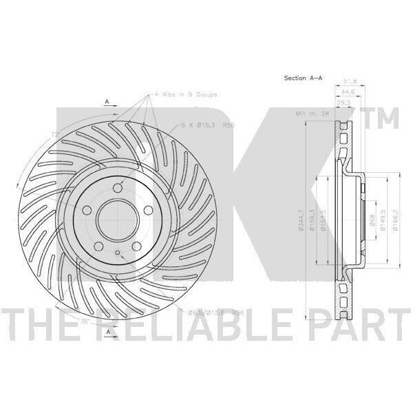2X Disco Freno Nk 2047128 Per Audi A4 Avant (8K5 B8) Q5 (8RB) A5 Coupé (8T3)-image