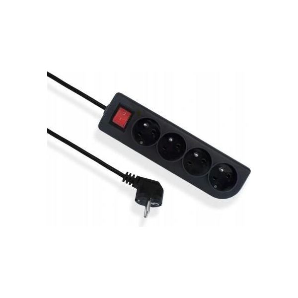 Cavo Di Prolunga Con Messa A Terra E Interruttore, Nero, A 4 Vie, Con/Senza 3M, Omy 3X1, Elgotech EPS-403W-2-image