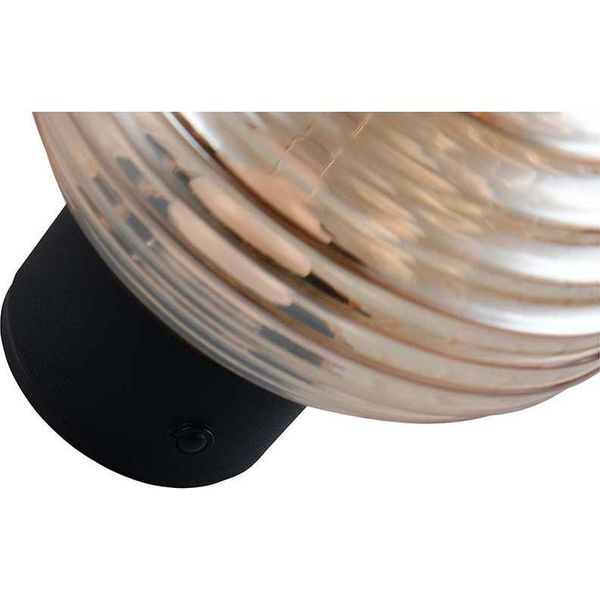 Lampada Da Parete A Led, Metallo, Nero, Touch Dimmer, Batteria Ricaricabile, H 15,5 Cm-image