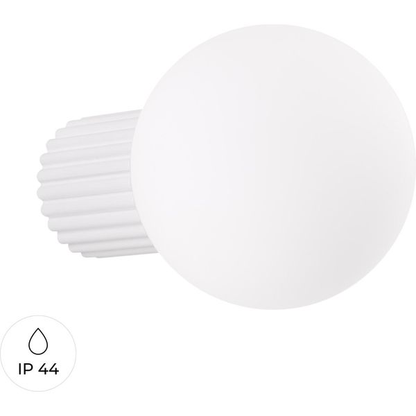 Lampada Da Parete Halo Bianca IP44 1Xg9 8W Alluminio/Vetro 12X17X12Cm Sollux Lighting-image