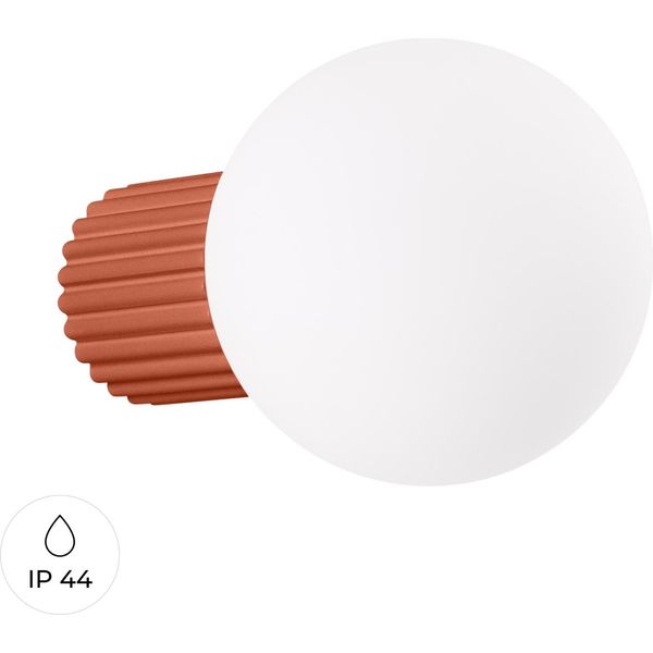 Lampada Da Parete Halo Rosso Ocra IP44 1Xg9 8W Alluminio/Vetro 12X17X12Cm Sollux Lighting-image