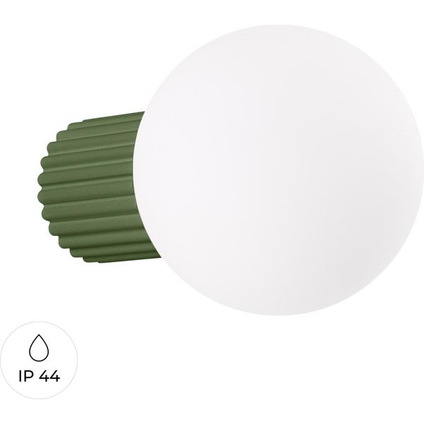 Lampada Da Parete Halo Verde Oliva IP44 1Xg9 8W Alluminio/Vetro 12X17X12Cm Sollux Lighting-image