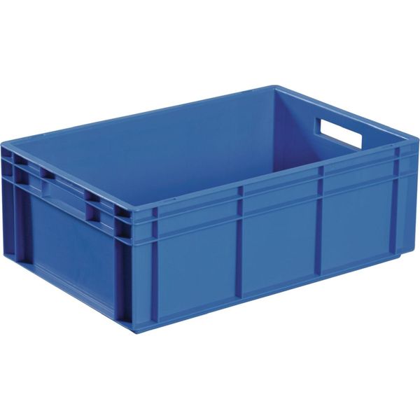 Contenitore Impilabile Per Il Trasporto L600Xl400Xh220Mm Blu Pp Maniglia A Barile Pareti Laterali Chiuse-image