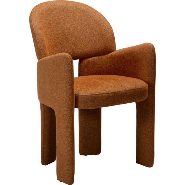 (Set Da 2) Sedia Da Pranzo Aole Dan Con Braccioli Bouclé Arancione Fiammato.-image