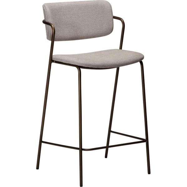 (Set Di 2) Sedia Da Banco Zed Dan-Form Con Braccioli Bouclé Grigio Chiaro.-image