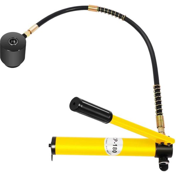 Set Punzonatrice Idraulica - Pompa Idraulica - Forza Di Pressatura 15 T - Per Lamiera - Dimensioni Fori 16-101 Mm - Portatile - Giallo-image
