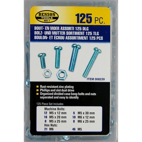 Set Di Bulloni E Dadi Esagonali Da 125 Pezzi Zincati Assortimento Di Viti Per Macchine-image
