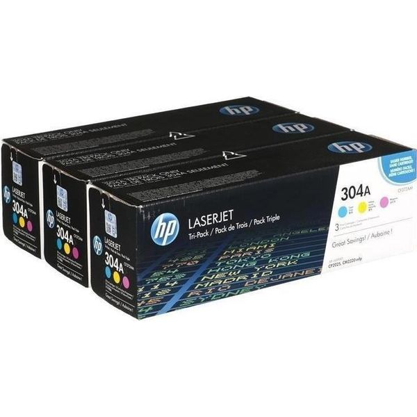 Hp Confezione 3 Cartucce Originali Di Toner Ciano Magenta Giallo Laserjet 304A-image