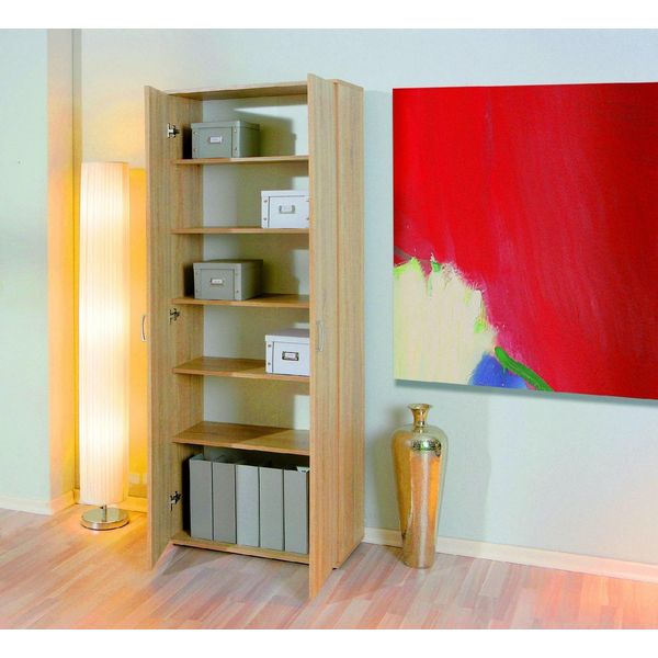Dmora Armadio Multiuso 2 Ante Dmcilro 34X189H Cm Beige, 2 Ante 6 Vani-image