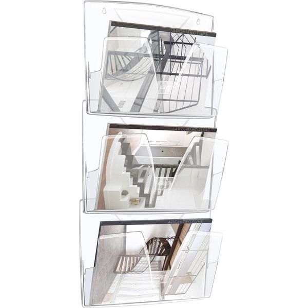 Set Di 3 Portadepliant A Parete Cep, Din A4, 1 Scomparto, Cristallino-image