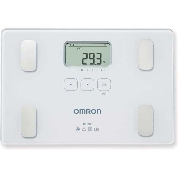 Omron HBF-212 Bilancia Pesapersone Elettronica, Portata Massima 150 Kg, Display Informativo Lcd, Analisi Del Grasso Corporeo, Analisi Dei Muscoli Corporei, Funzione Memoria-image