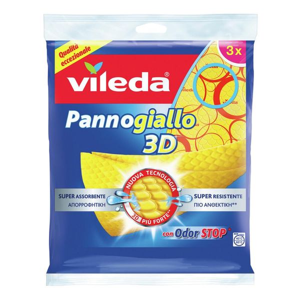 Vileda 151697 Panni Per La Pulizia In Microfibra, Tessuto Non Tessuto (Tnt) Arancione, Giallo 3 Pezzi-image