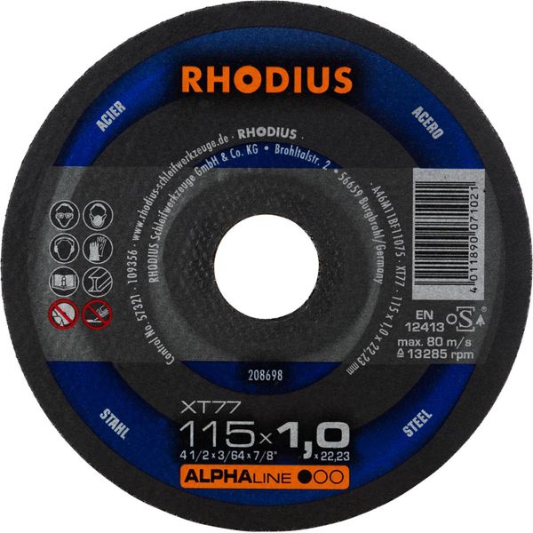Rhodius Alphaline XT77 Disco Da Taglio Ultrasottile 115 X 1,0 X 22,23 Mm 100 Pz-image