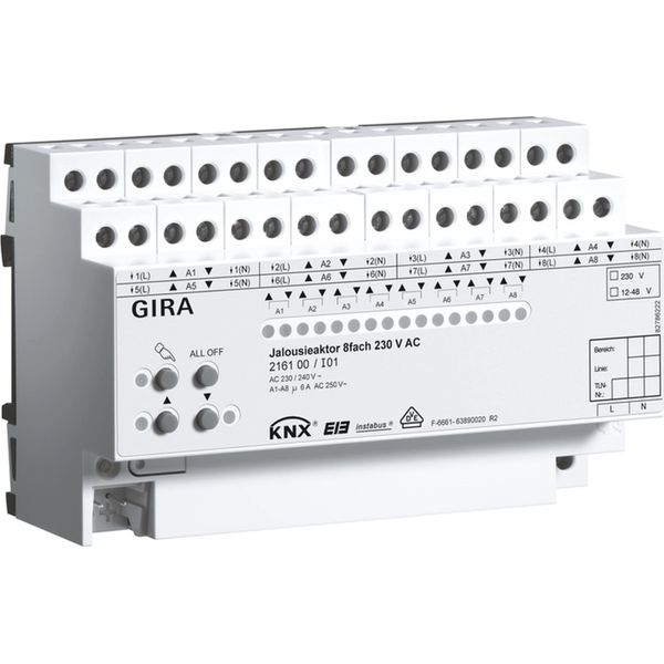 Attuatore Cieco Gira Knx 8-Gang 230V Ac Reg Con Funzionamento Manuale-image