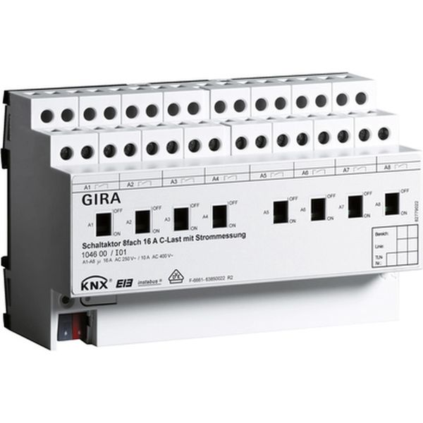 Attuatore Di Commutazione Gira Knx 8-Gang 16A Dra - Per Una Comoda Commutazione Di Carichi Elevati-image
