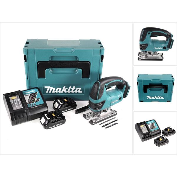 Seghetto Alternativo A Batteria Makita Djv 180 Raj 18 V + 2X Batteria Ricaricabile 2,0 Ah + Caricabatterie + Makpac-image