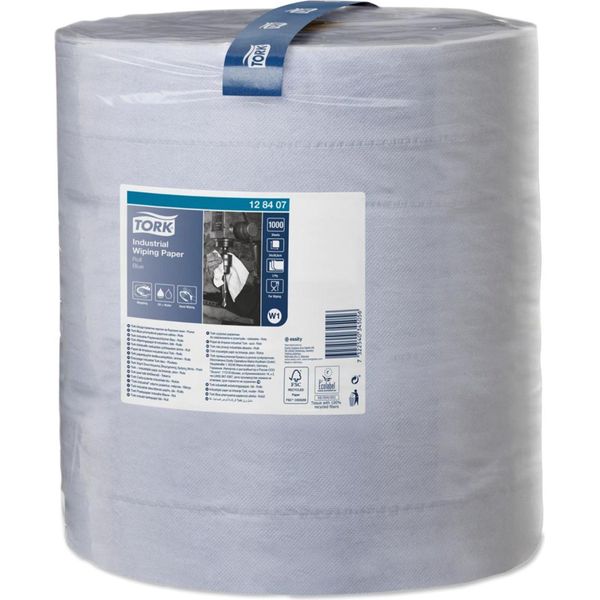 Rotolo Per Pulizia Industriale Tork, 3 Veli, Blu, 340 M Di Salviette Di Carta, Veline, Perforate, In Rilievo, - 1 Pezzo (128407)-image