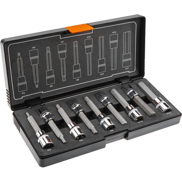 Neo Tools Punte Esagonali Su Bussola 100 Mm, Set Di 9 Pezzi.-image