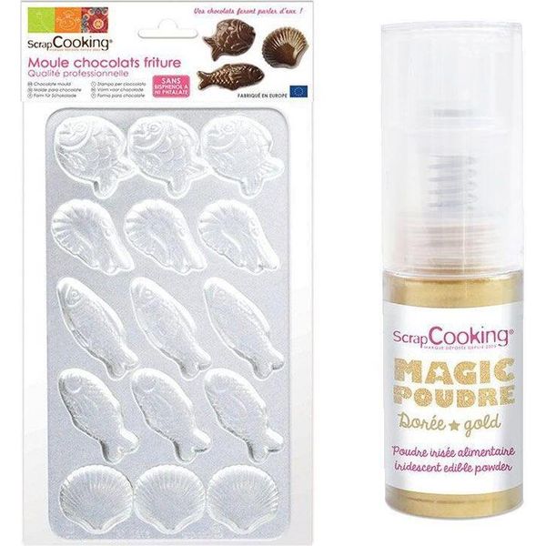 Stampo Rigido Per Cioccolato Fritto + Polvere Alimentare Dorata-image