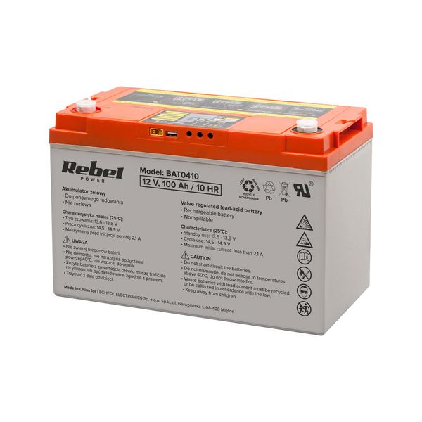 Batteria Gel Rebel 12V 100Ah Ups Alimentazione Di Emergenza Batteria Rebel-image