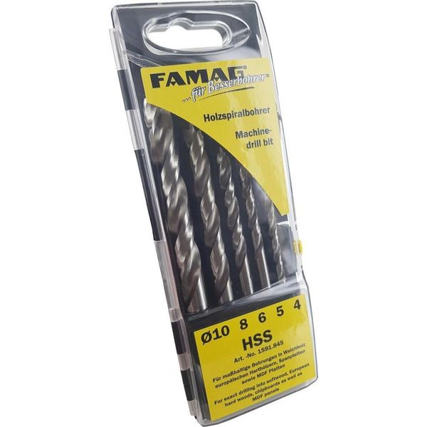 Famag Set Di Punte Per Legno Hss 5 Pezzi Da D=4 A 10 Mm In Cassetta-image