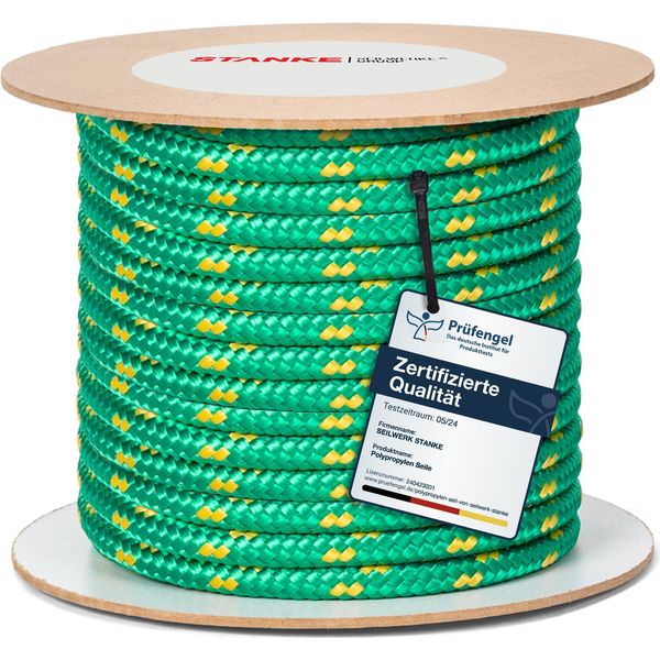 Seilwerk Stanke Corda Polipropilene Verde 18 Mm 100M - Cavo Stendibiancheria Per Esterno - Corda Resistente Per Il Trasporto, La Nautica, La Costruzione-image