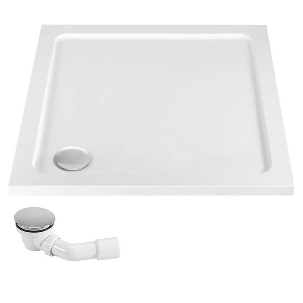 Piatto Doccia Acrilico Rea Savoy White 80X80 + Sifone-image