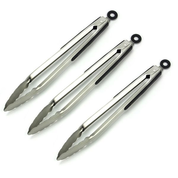Confezione Da 3 Pinze Da Barbecue In Acciaio Inox Lunghezza-34Cm Pinze Da Cucina Universali Con Occhiello Per Appendere - Pinze Multiuso Xxl Bbq - Pinze Per Carne Resistenti Al Calore Pinze Per Salsicce Pinze Da Portata Antiscivolo Pinze Da Gourmet-image