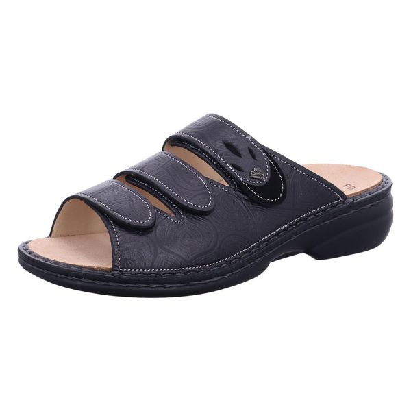 Finn Comfort Kos, Scarpe Da Donna, Mulo Comodo, Nero, Pelle - Muli Da Donna / Separatori Di Punta, Nero, Pelle (Arabesque/Nubuk)-image