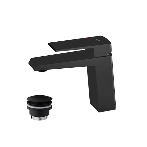 Miscelatore Lavabo Con Piletta Di Scarico (Tappo) Nero Opaco-image