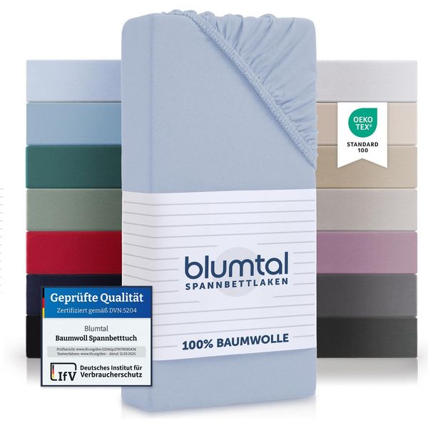 Blumtal Basics - Lenzuolo 200X220Cm In Jersey - Copripiumino 200X220 Cm In 100% Cotone - Lenzuolo 200X220Cm - Coprimaterasso 200X220Cm - Lenzuolo - Copripiumino - Azzurro-image