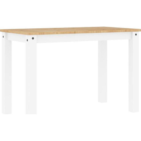 Tavolo Da Pranzo Panama Bianco 117X60X75 Cm In Legno Di Pino Massiccio-image