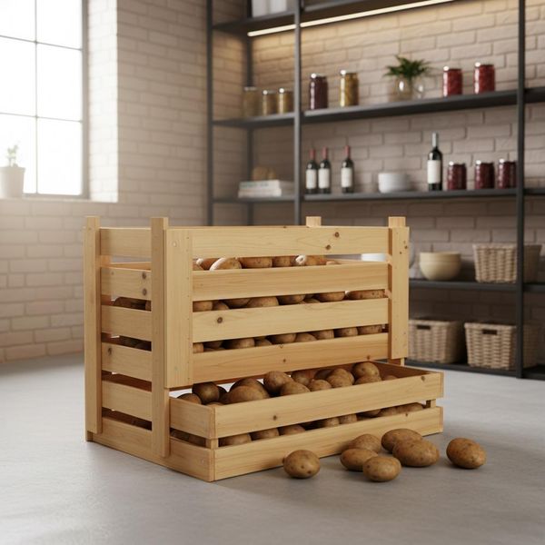 Cassa Universale Per Patate, Vino, Frutta, Mele, Cassetta Per Patate, Cassetta Per Provviste, Legno-image