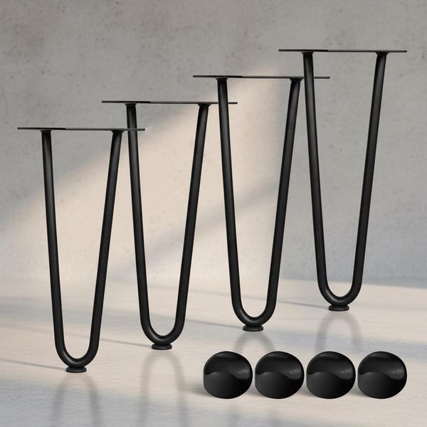 Gambe Per Tavolo 4X Hairpin 36 Cm Gambe A Forcella Nero Struttura Piedini Per Mobili Slitte Per Tavolo-image